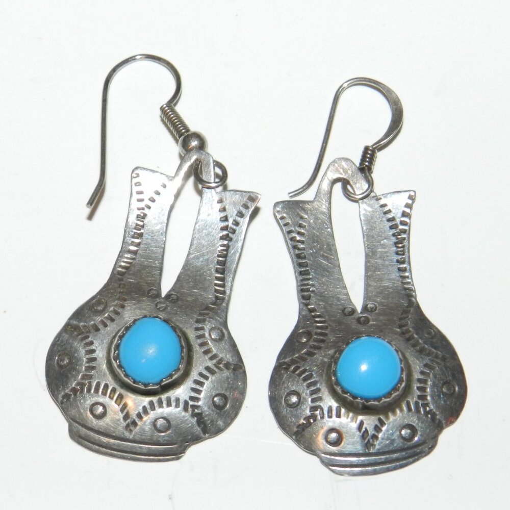 Vintage Native American Navajo Sterling Silver Turquoise Earrings